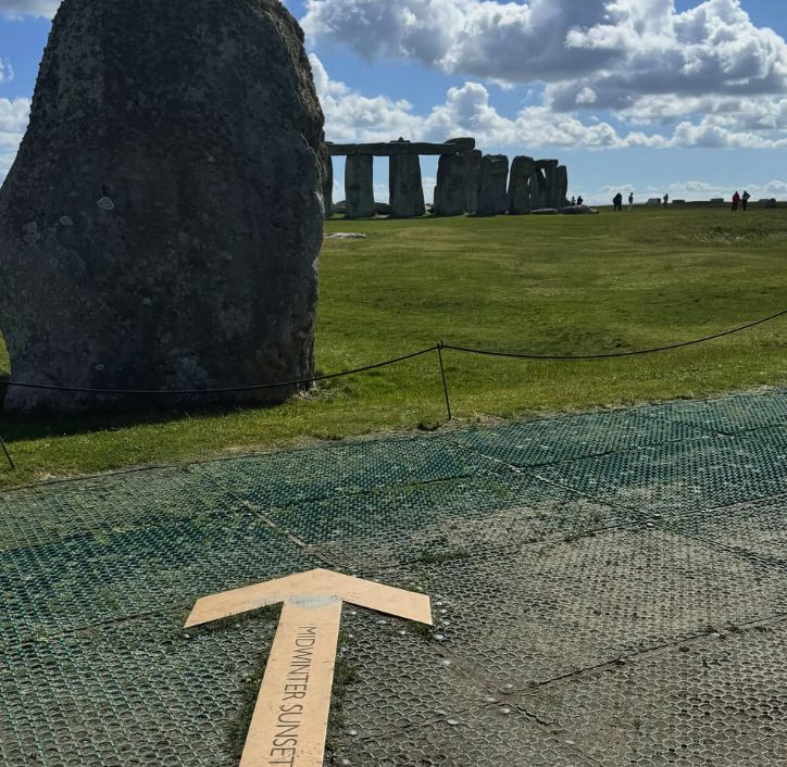 The midwinter sunset marker beside the Stonehenge Heel Stone